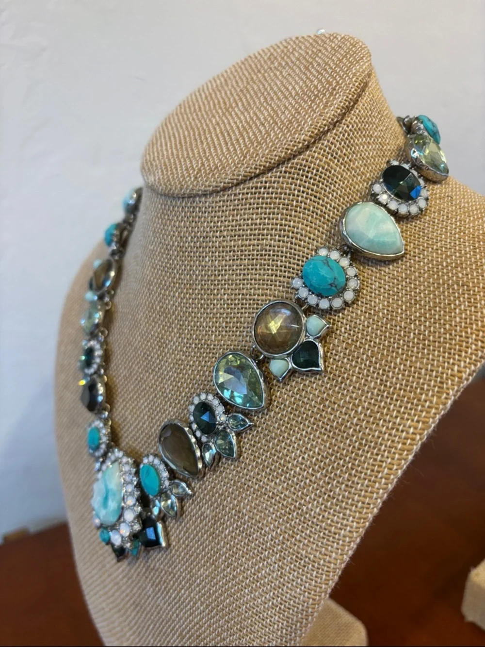 Chloe + Isabel Peacock Plumes Turquoise & Crystal Collar Necklace & Bracelet Set